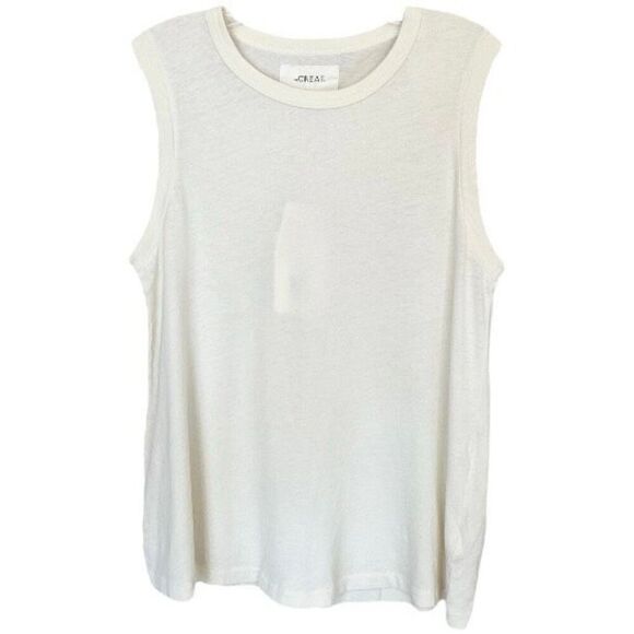 The Great. 100% Cotton Cream Sleeveless Crew Neck Tank Top NWT Size 1/Small - Picture 3 of 8